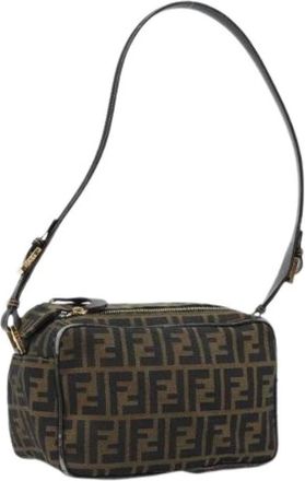 Fendi Pre-owned Cross Body Bags, female, Brown, Size: ONE SIZE Pre-owned Vintage Zucca Canvas Shoulder Bag