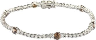 Suzy Levian Sterling Silver Red and White Cubic Zirconia Tennis Bracelet