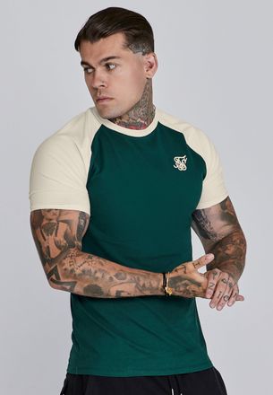 Siksilk Camiseta Raglan Verde Ecru Masculino XL