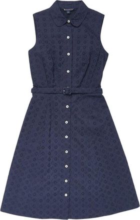 Brooks Brothers Klassieke Katoenen Shirtjurk - Dames - Shirt Kleedjes - Blauw - 2XS - Katoen - Kleedjes