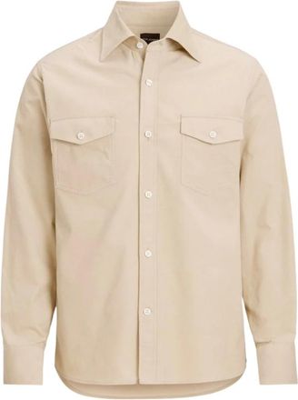 Oscar Jacobson Corduroy Shirt - Heren - Casual Overhemden - Beige - S - Katoen - Overhemden