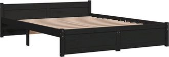 vidaXL Bed Frame without Mattress Black Solid Wood 150x200 cm King Size King Size Vidaxl