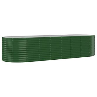 Berkfield Home Garden Raised Bed Powder-coated Steel 322x100x68 cm Green | Size: 322 x 100 x 68 cm