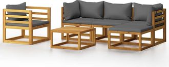 vidaXL Vidaxl - Muebles De Jard&iacute;n 6 Pzas Cojines Madera Maciza De Acacia