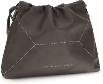 Brunello Cucinelli Womens Leather Shoulder Bag Testa Moro Calf Bos Taurus