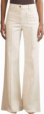 Reiss Sakura Pintuck Patch Pocket Wide Leg Jeans in Ecru at Nordstrom, Size 29