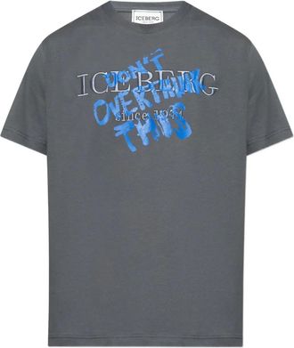 Iceberg graffiti-print logo-embroidered T-shirt - Grey