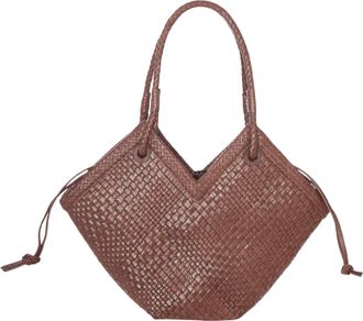 Ibeliv Chocolate Medium Trinity Woven Leather Shopping Bag