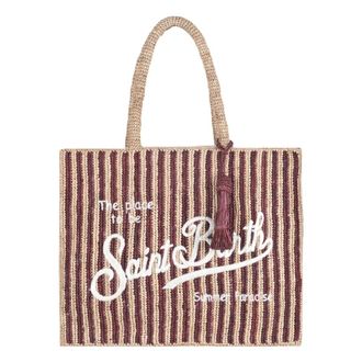 MC2 Saint Barth Mini Vanity Raffia a righe - female - MC2 Saint Barth - Shopping Bags - Brown - ONE SIZE - Bags