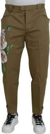 Dolce & Gabbana Bloemen Chino Broek - Heren - Chinos - Groen - S - Katoen - Broeken