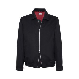 Brunello Cucinelli Zwarte wollen bomberjack - Heren - Bomber jackets - Zwart - XL - Wol - Jassen