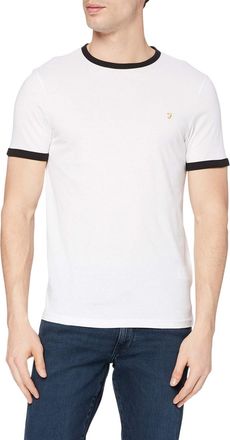 Farah Heren-T-shirt met geborduurde ringer (Wit)