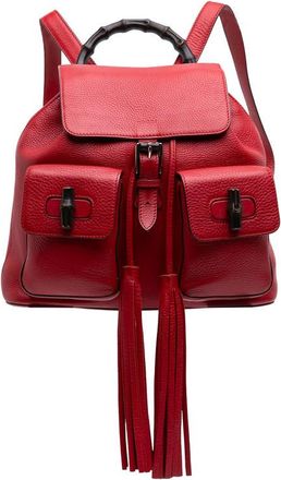 Gucci Pre-owned Gucci Large Calfskin Bamboo Tassel Drawstring Backpack Ladies VELYLM928JOODY5D