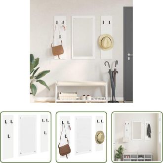 vidaXL Appendiabiti in legno - Appendiabiti a muro Bianco 96 x 1,5 x 90 cm Legno multistrato