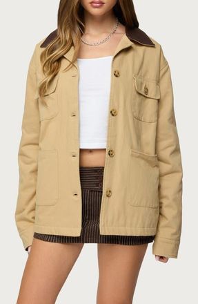 Edikted Harper Barn Coat in Camel at Nordstrom, Size X-Small