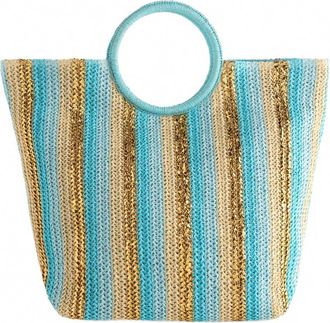 Shiraleah Womens Metallic Stripe Tote Bag In Turquoise/golc