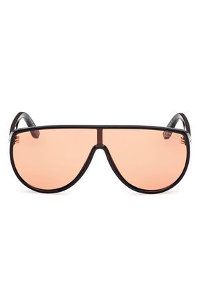 Tom Ford Achilles 138mm Shield Sunglasses in Black /T Logo /Terracotta at Nordstrom