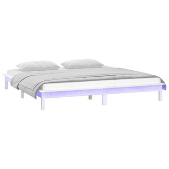 Berkfield Home LED Bed Frame White 140x200 cm Solid Wood