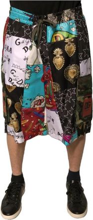 Dolce & Gabbana Multicolor Patchwork Cargo Shorts - Heren - Korte Broeken - Veelkleurig - 2XL - Katoen - Korte Broeken