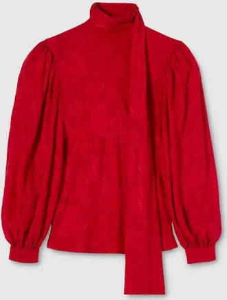 Gucci Silk Twill Jacquard Shirt, Red, Ready-to-wear