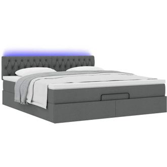 vidaXL Vidaxl - Estructura Cama Otomana Colch&oacute;n Tela Gris Oscuro 160x200 Cm