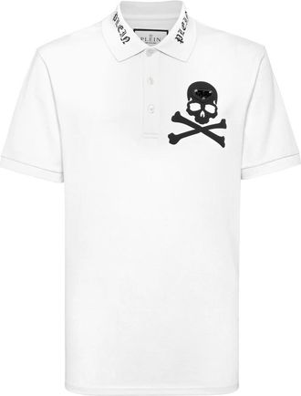Philipp Plein Polo T-Shirt Skull & Bones - Heren - Polos - Wit - S - Katoen - Tops