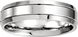 Pompeii3 Mens 14k White Gold Brushed Wedding Band 6MM Wide