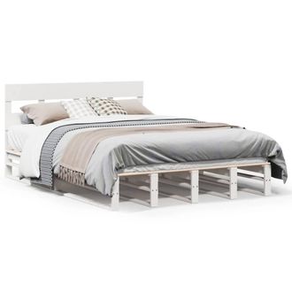 Berkfield Home Bed Frame without Mattress White 135x190 cm Double Solid Wood Pine