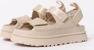 UGG Womens Platform Sandals with Adjustable Strap in Beige - Tan - Size UK 5