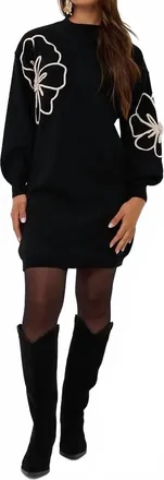 Esqualo Tape Flower Mini Dress In Black