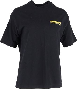 VETEMENTS Logo Metal Print Oversized T-Shirt in Black Cotton