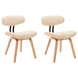 vidaXL Vidaxl - Sedie Da Pranzo 2 Pz Crema In Legno Piegato E Similpelle