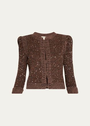 L'agence Thistle Sequined Knit Cardigan
