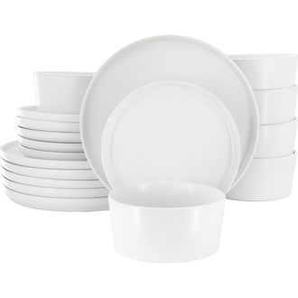 Elama Josh 18 Piece Stoneware Dinnerware Set in White at Nordstrom