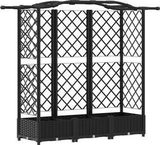 vidaXL Cama Elevada Con Trellis Y Techo Negro 163 X 40 X 123 Cm Pp Vidaxl