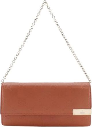 Gucci Pre-owned GG Embossed Leather Chain Wallet - - Pre-owned - Donna - Arancione - ONE SIZE