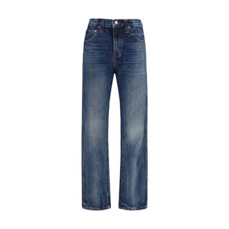 Khaite Blauwe Katoenen Hoge Taille Jeans
