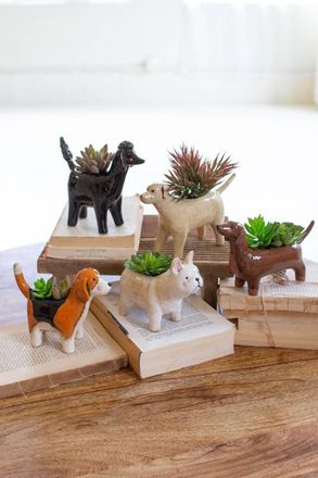 Kalalou Set Of Five Ceramic Dog Planters