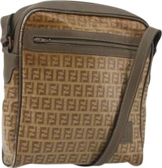 Fendi Pre-owned Zucchino Canvas Schoudertas - Dames - Vintage Schoudertas - Bruin - ONE Size - Leer - Vintage
