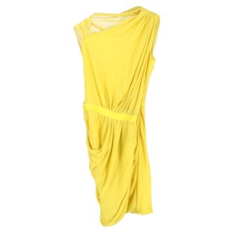 Giambattista Valli Draped Midi Dress in Yellow Viscose