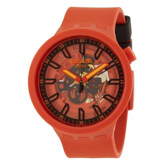 Swatch Monthly Drops Quartz Matte Red Dial Unisex Watch SB01R100