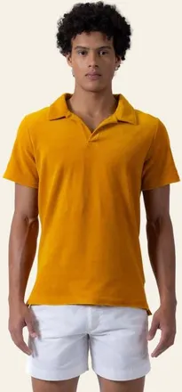 Prince & Bond Riviera Terry Cloth Polo in Golden Yellow at Nordstrom, Size Xx-Large