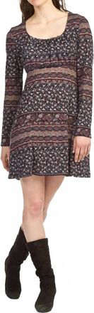 Papillon Floral Print Long Sleeve Ruched Bust Sweater Dress In Navy