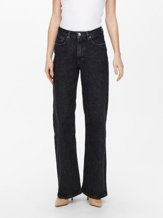 Only High-waist-Jeans ONLY ONLJUICY HW WIDE LEG REA244, Damen, Gr. 26, L&auml;nge 34, schwarz (schwarz denim), Denim/Jeans, Obermaterial: 98% Baumwolle, 2% Elas