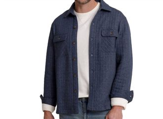 Southern Tide Fairwood Quilted Knit Shacket In Dress Blue