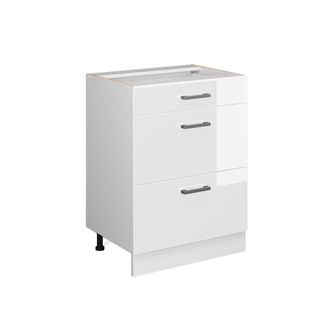 Vicco Mueble Bajo Universal R-line, Blanco Alto Brillo, 60 Cm Con Cajones, Sin Encimera Vicco