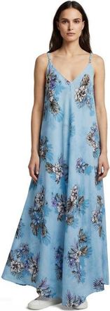 Lords of Harlech Exotic Floral Womens Linen Oversized Dress in Exotic Floral Teal at Nordstrom