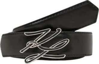 Karl Lagerfeld K/Autograph Croco-effect Riem - Dames - Riemen - Zwart - 85 CM - Leer - Accessoires