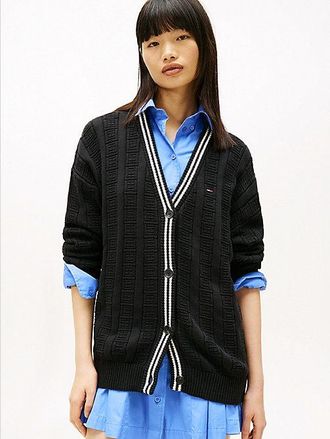 Tommy Hilfiger C&aacute;rdigan amplio de punto trenzado con logo