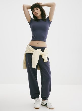 Twik Womens Solid cotton-fleece loose joggers